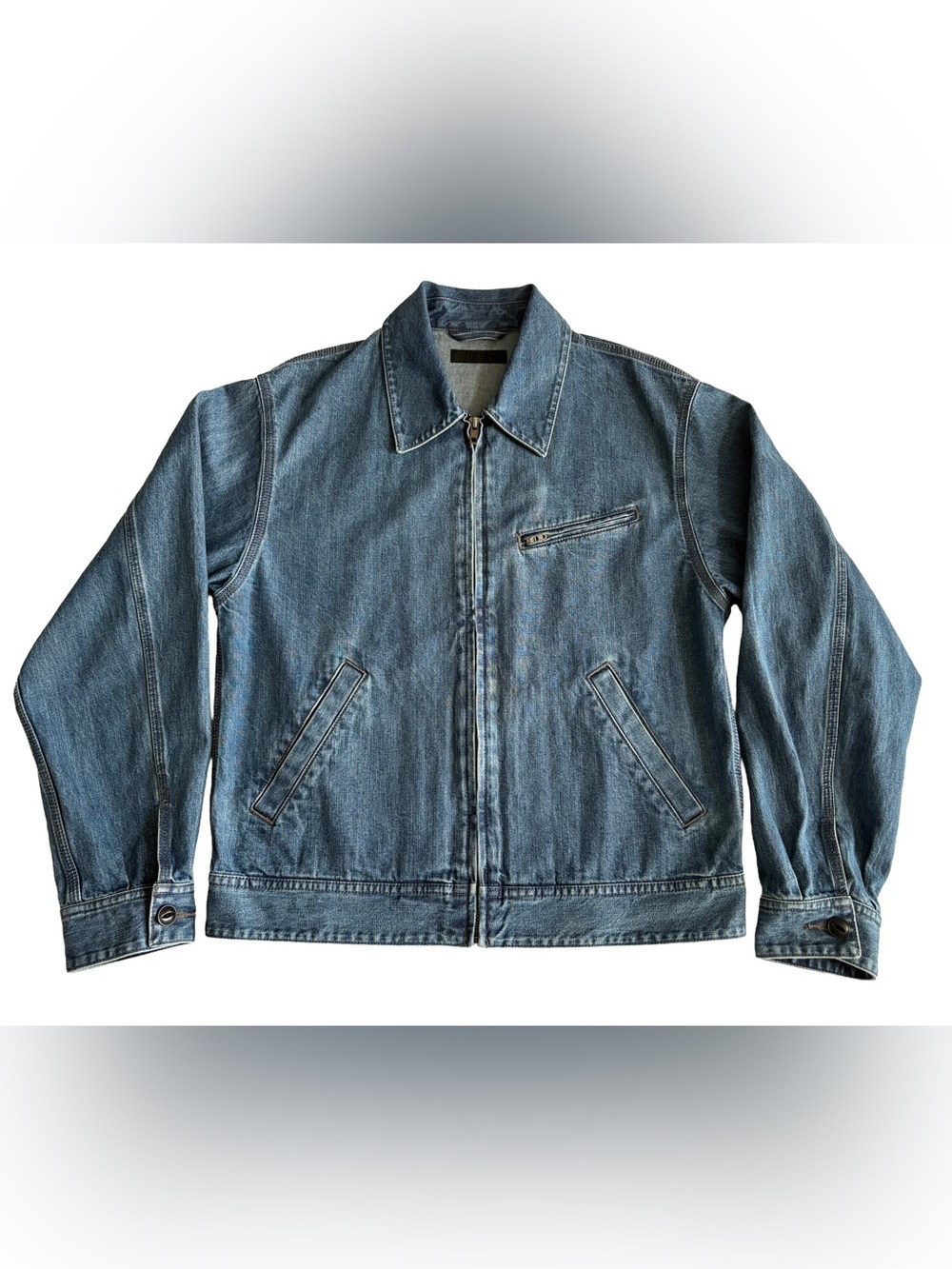 Uniqlo Zip Denim Jacket Men’s S Blue 100% Cotton